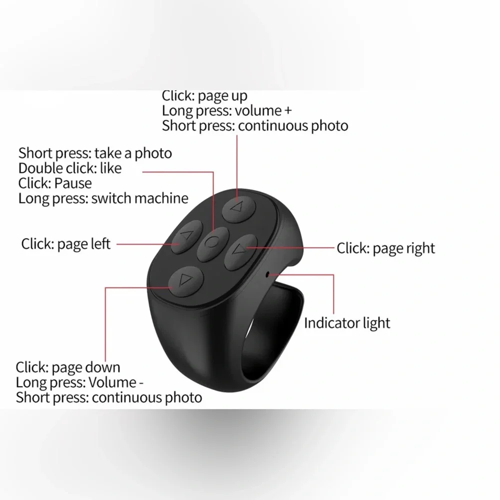 TikTok Control Ring Kindle APP Page Turner Scrolling Ring Bluetooth Selfies etc - Picture 4 of 7